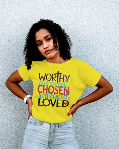 Worthy Chosen Loved Short Sleeve T-shirt